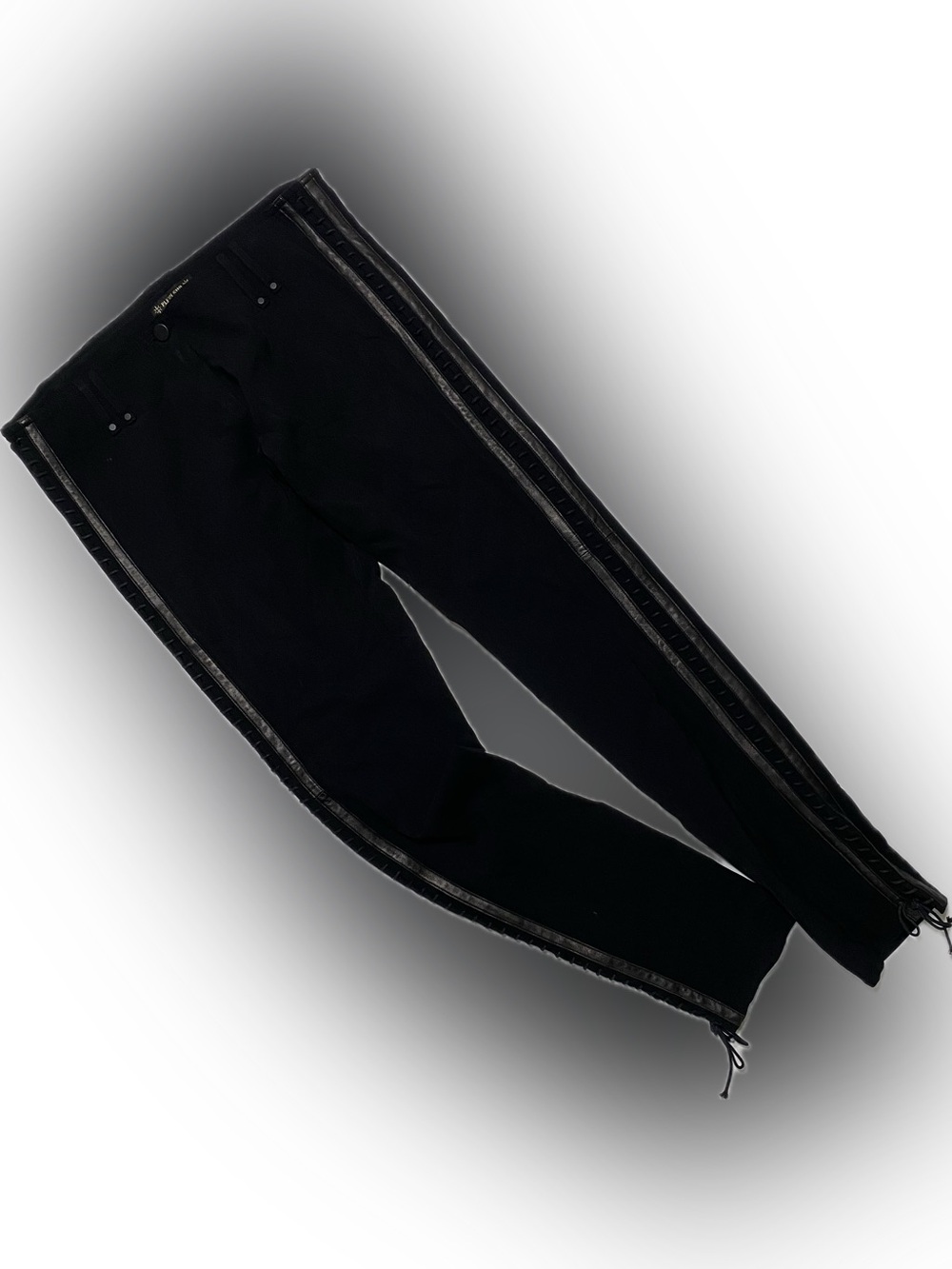 Plein Sud Black Straight-Leg Pants with Side Tape Detail